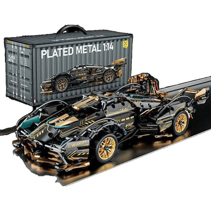 The black gold V12 brick sports car is compatible with the LEGO Boy Building Toy Race