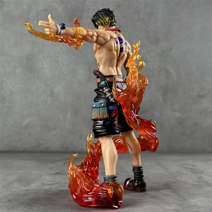 Back view of the Ace GK statue, clearly showing the iconic Whitebeard Pirates tattoo on his back.