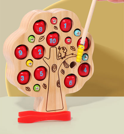 Magnetic Apple Worm Catching Toy
