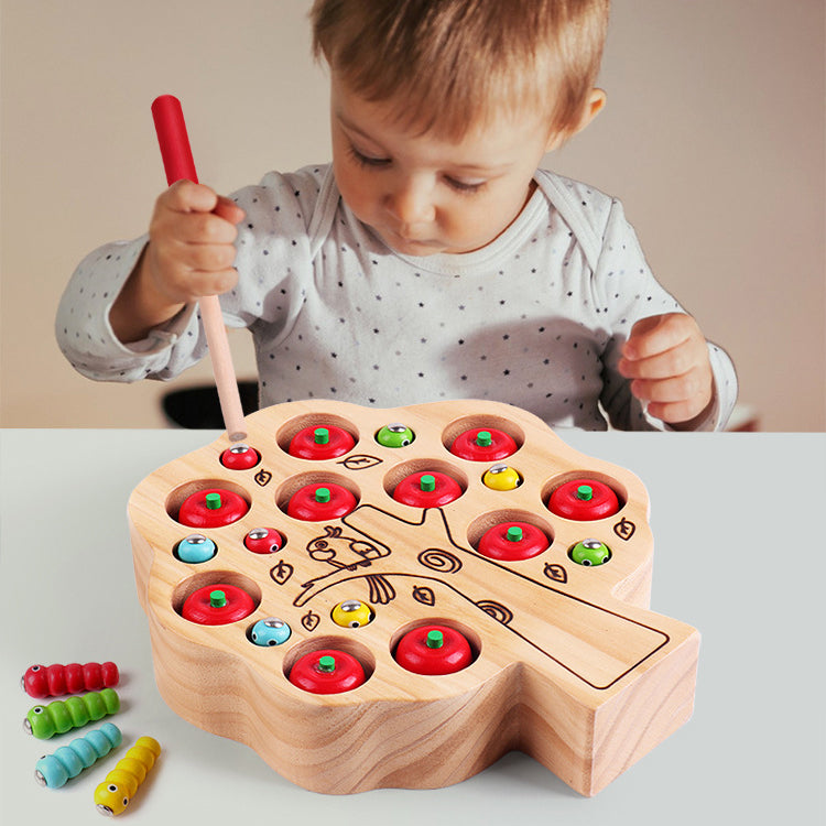 Magnetic Apple Worm Catching Toy