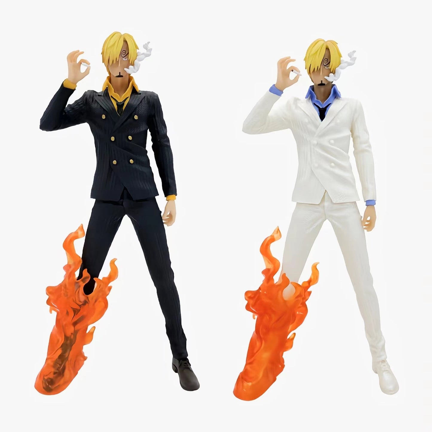The large 32cm Vinsmoke Sanji fantasy statue on a display shelf to show its impressive scale.