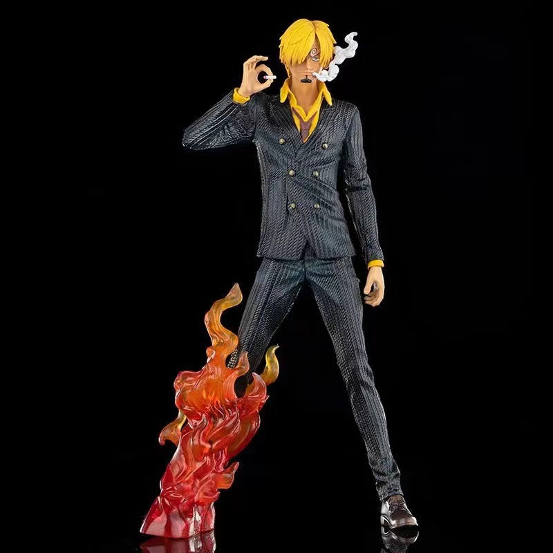 Side view of the Vinsmoke Sanji fantasy statue, showcasing its dynamic kicking pose and artistic design.
