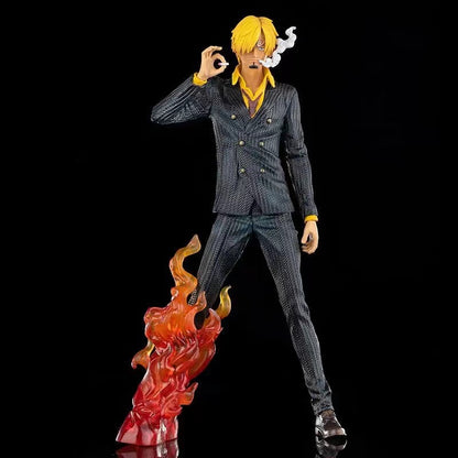 Side view of the Vinsmoke Sanji fantasy statue, showcasing its dynamic kicking pose and artistic design.