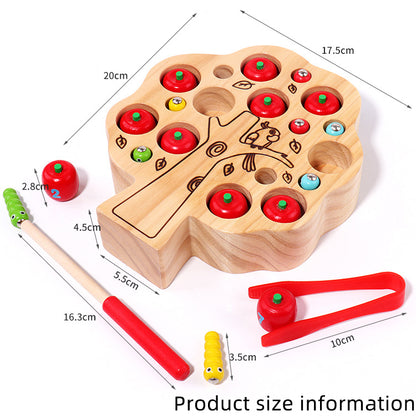 Magnetic Apple Worm Catching Toy