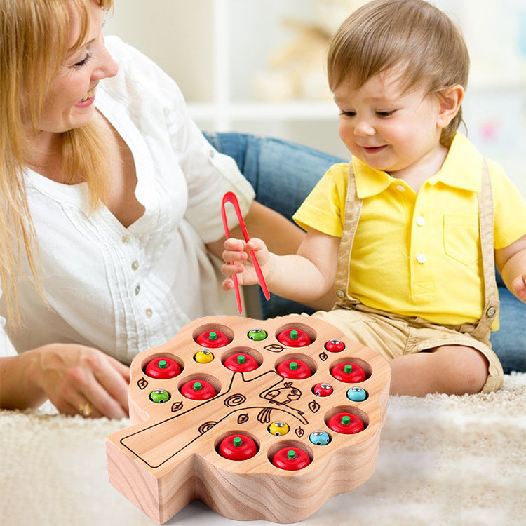 Magnetic Apple Worm Catching Toy