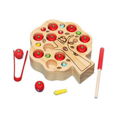 Magnetic Apple Worm Catching Toy
